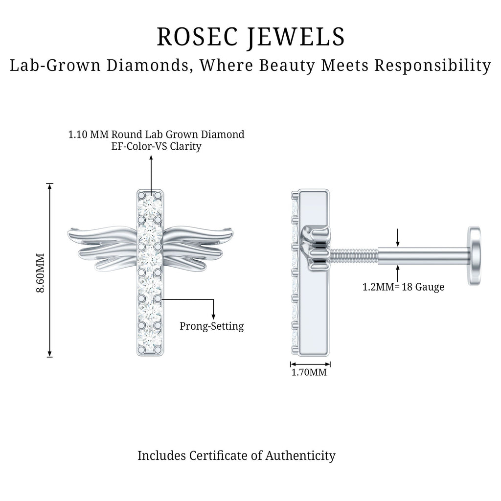 Diamond Cross Earring for Tragus Piercing