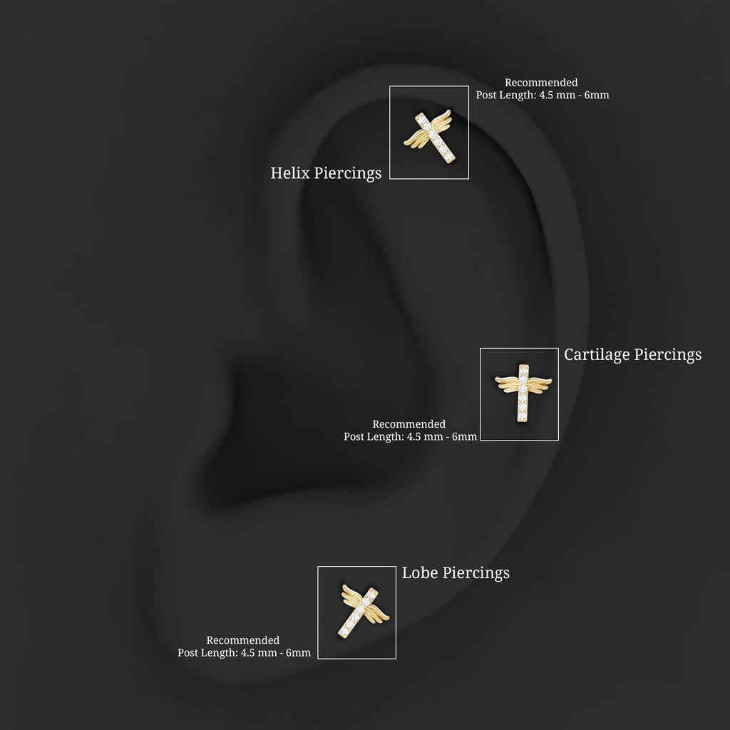 Diamond Cross Earring for Tragus Piercing