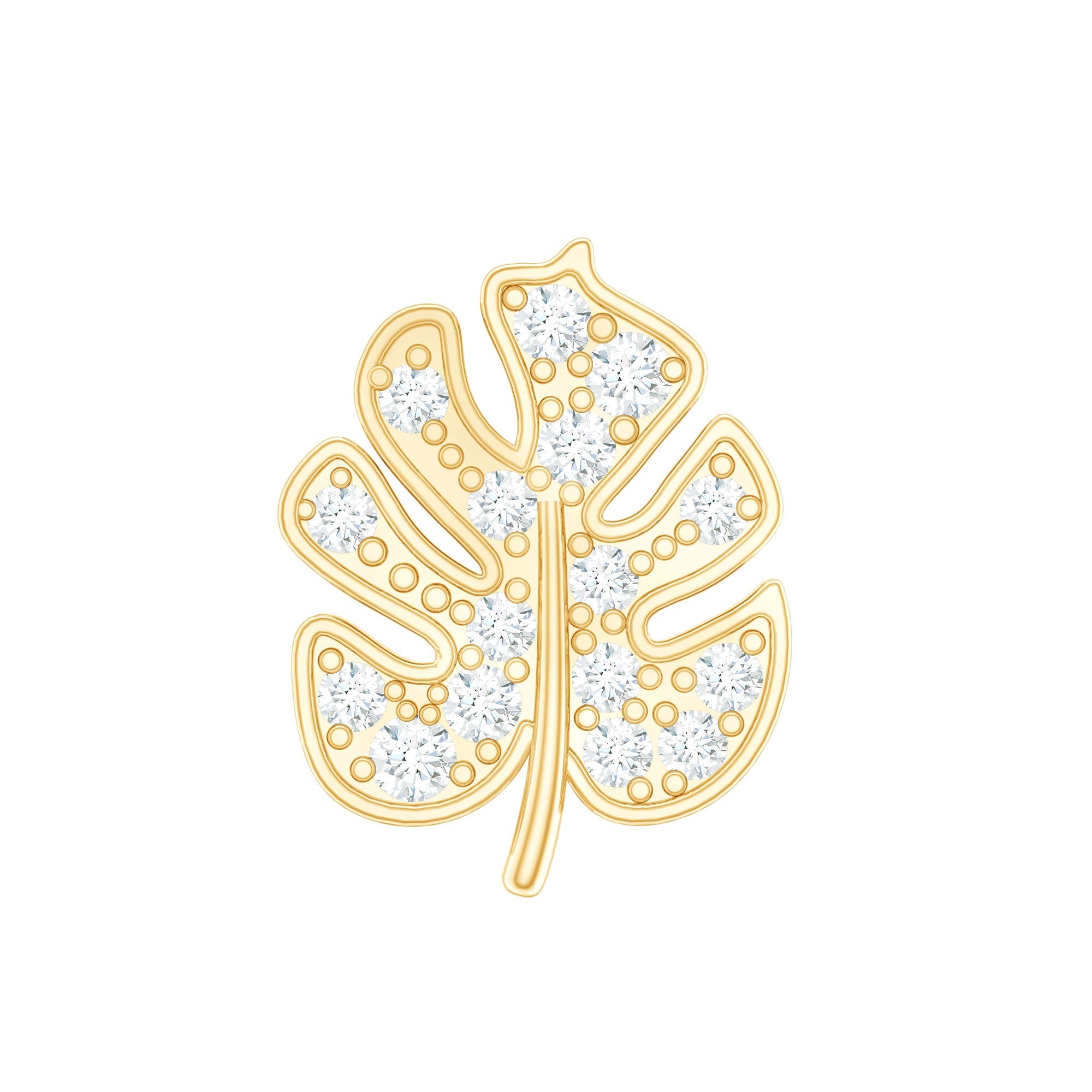 Diamond Leaf Earring for Cartilage Piercing