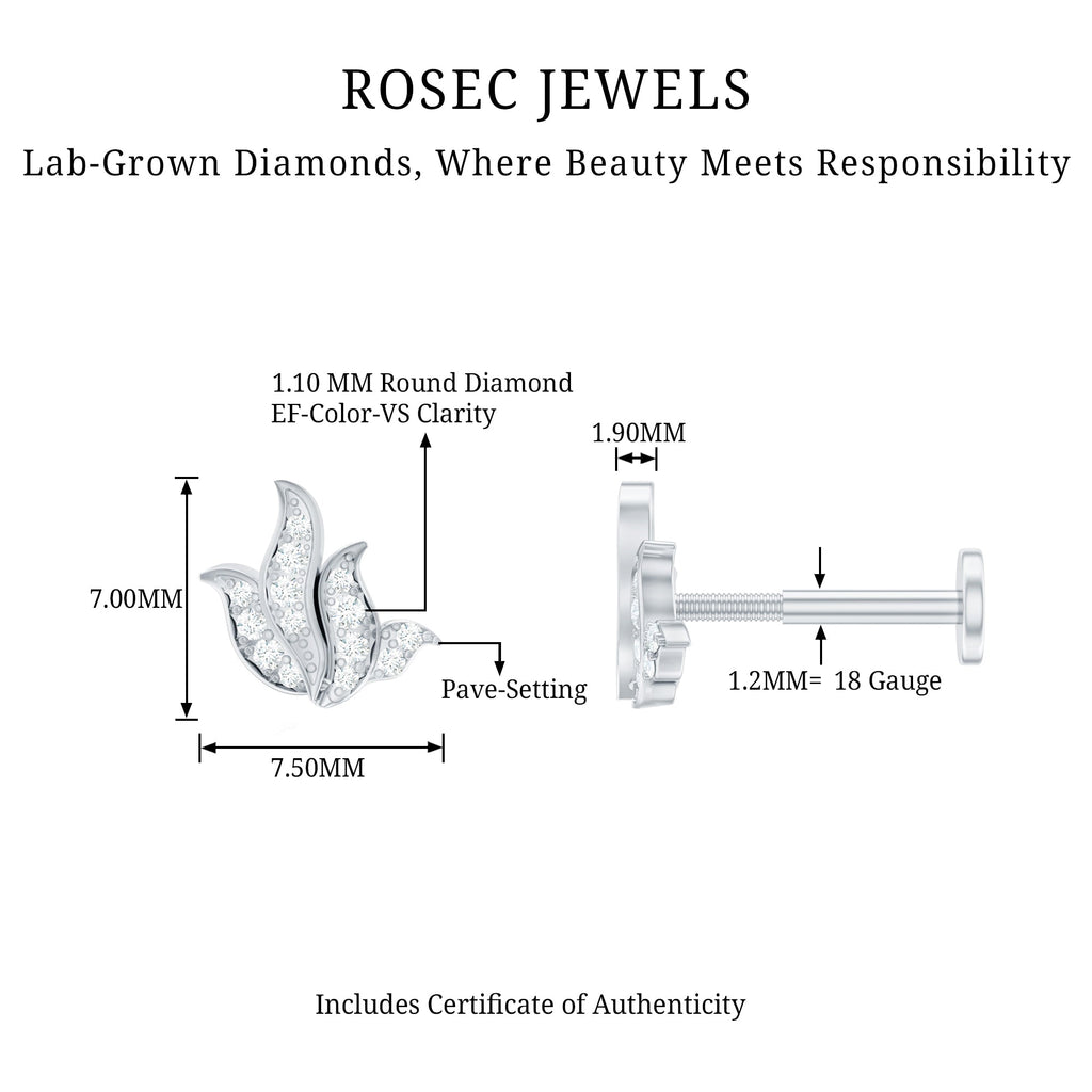 Diamond Leaf Helix Earring for Women