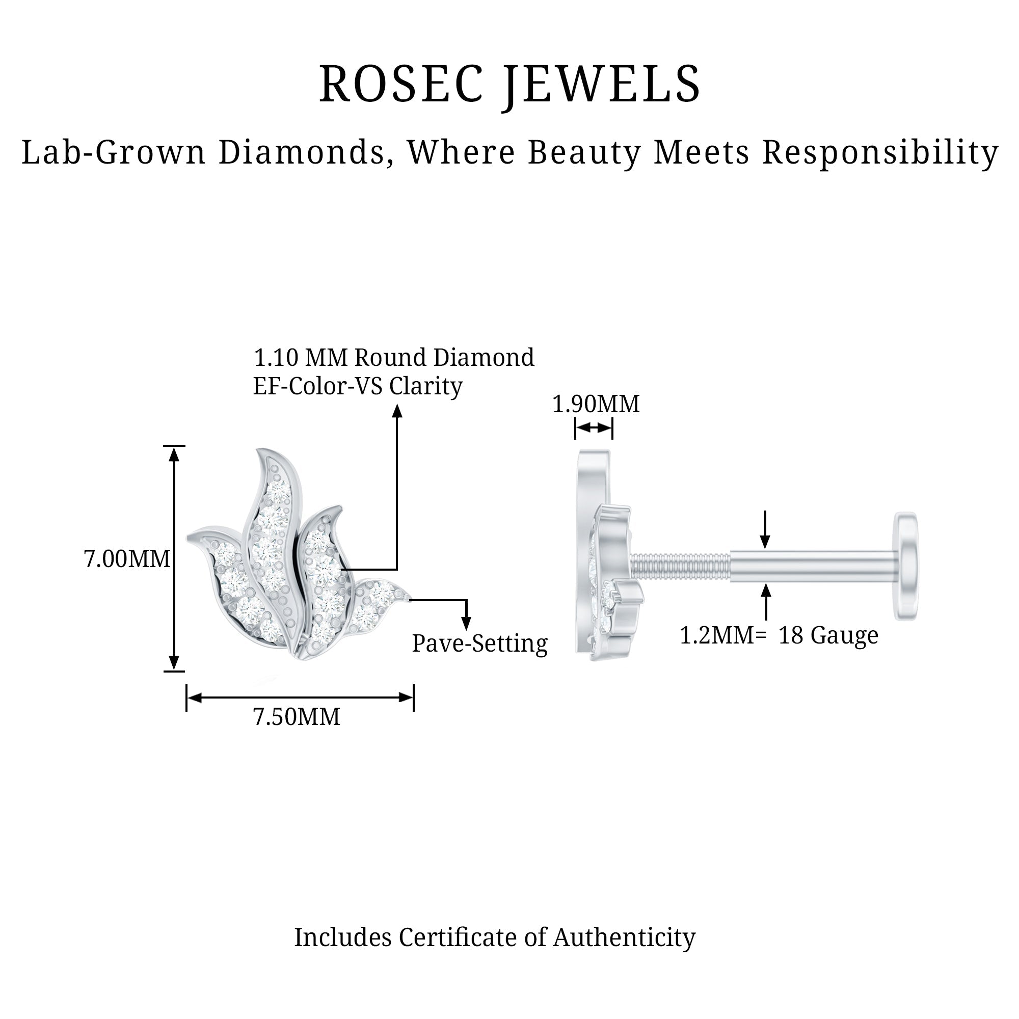 Diamond Leaf Helix Earring for Women