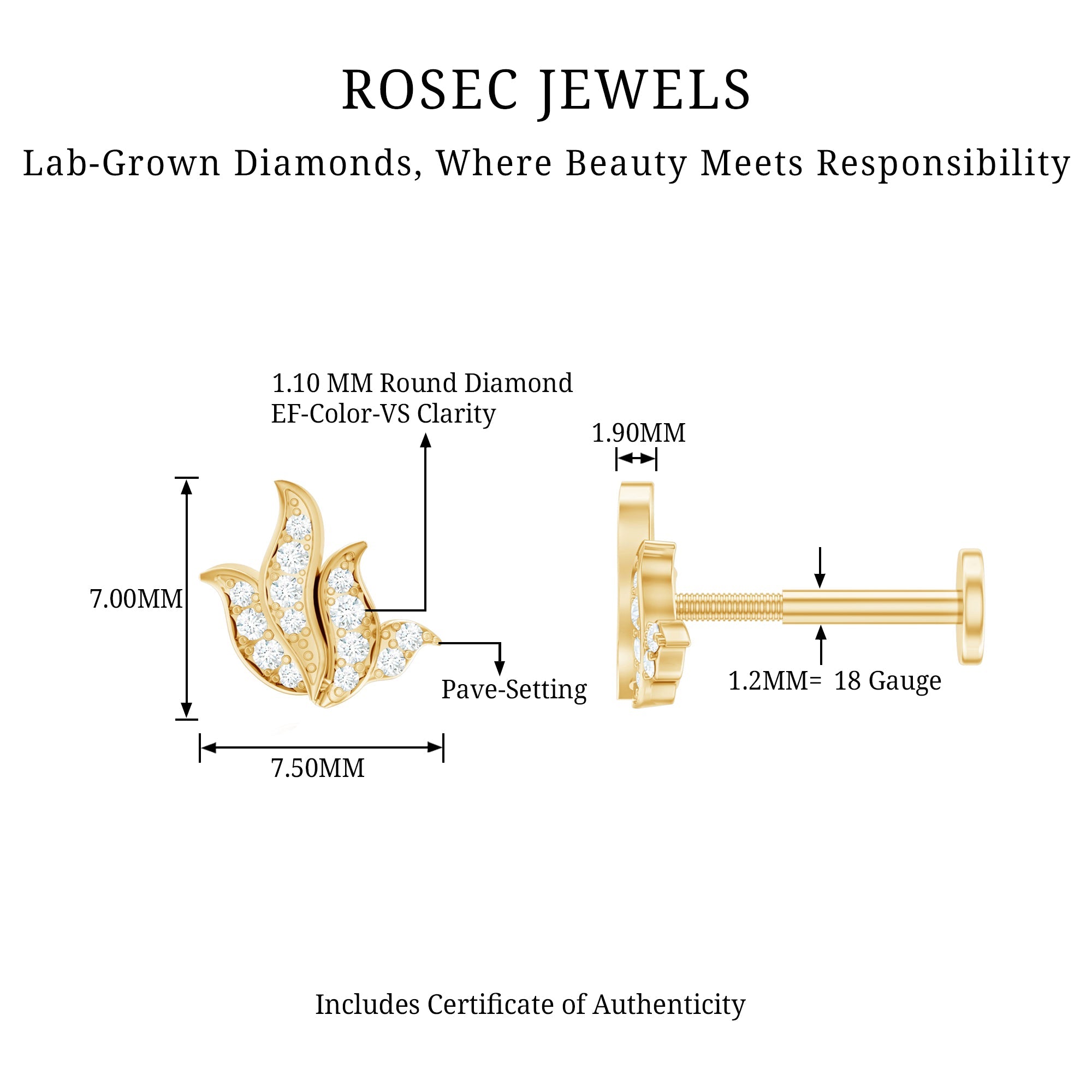 Diamond Leaf Helix Earring for Women