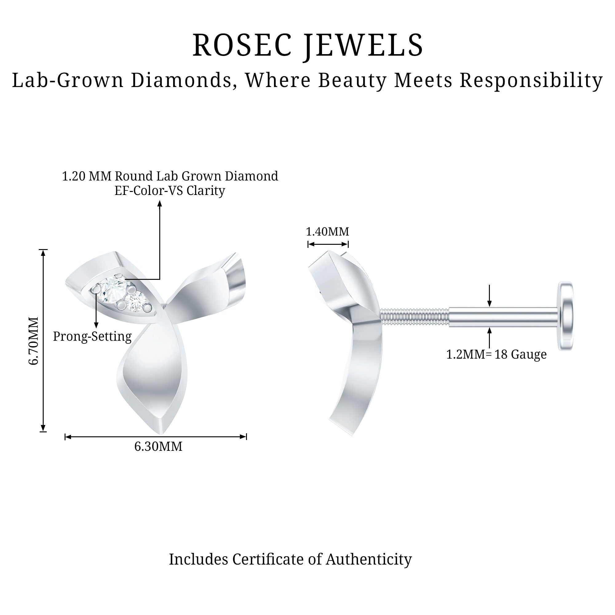 Unique Diamond Floral Earring for Tragus Piercing