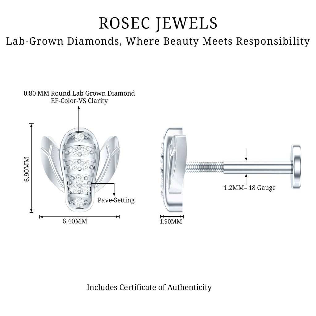 Diamond Bumblebee Earring for Helix Piercing