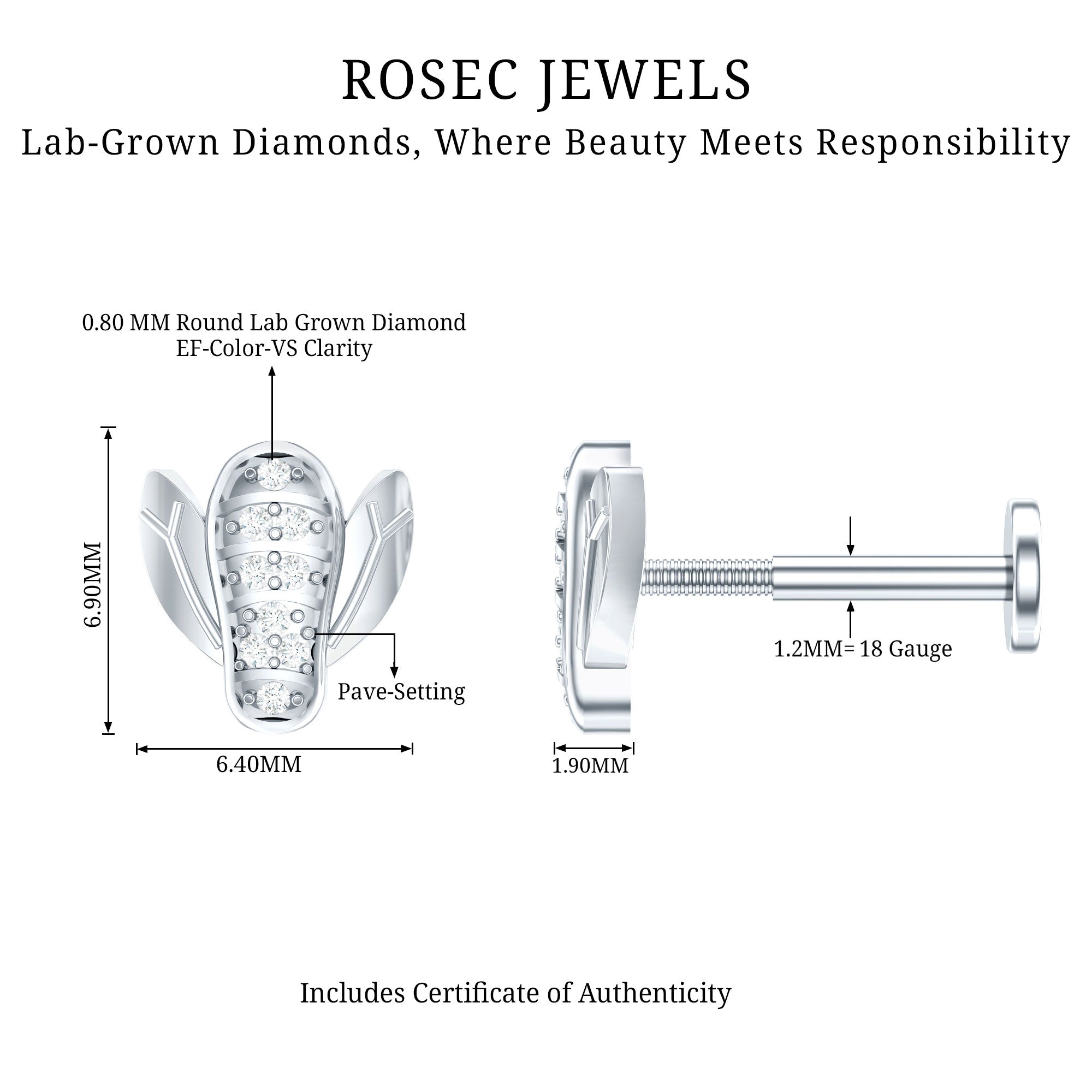 Diamond Bumblebee Earring for Helix Piercing