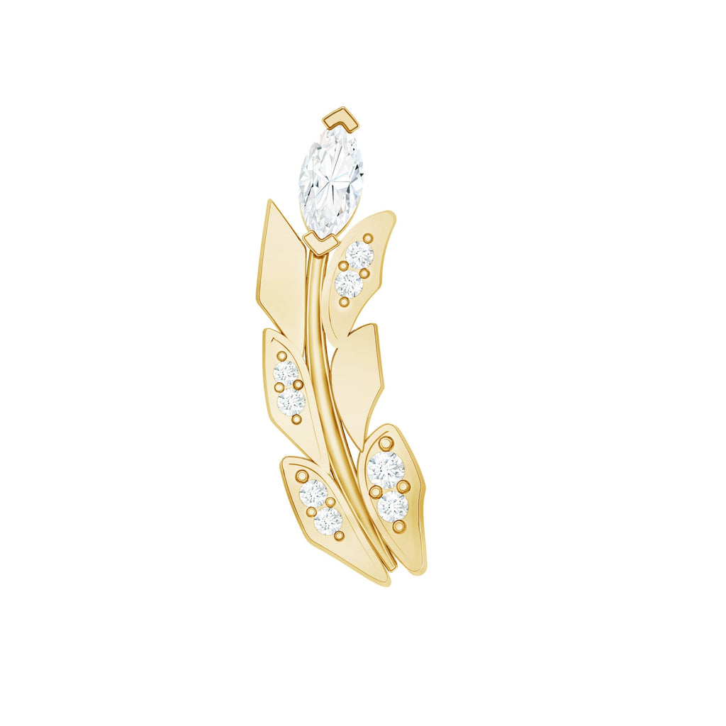 Diamond Leaf Crawler Earring for Helix Piercing