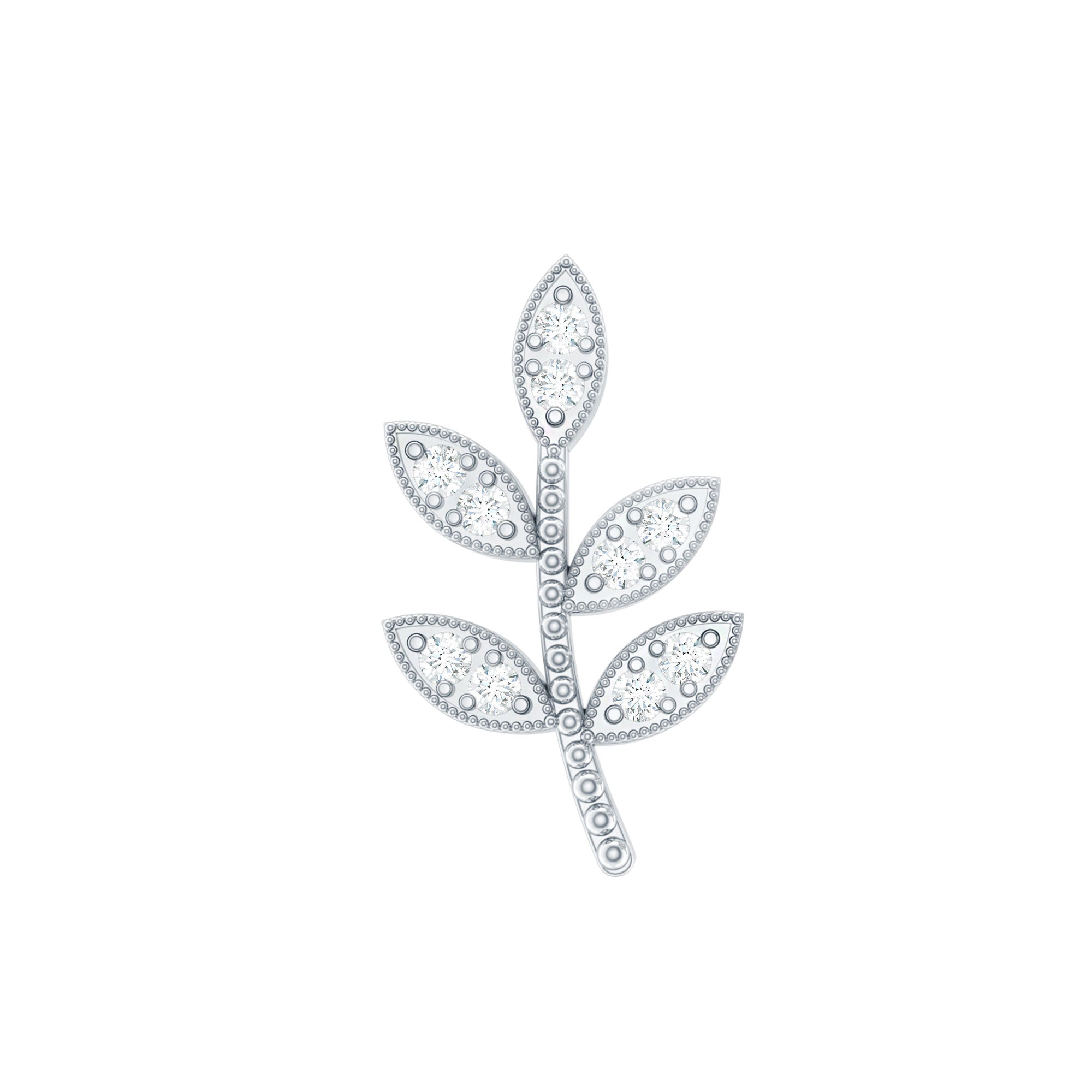 Diamond Leaf Earring for Helix Piercing