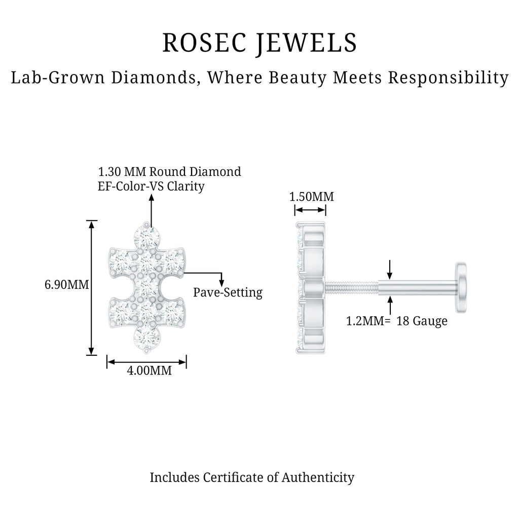 Diamond Puzzle Piece Earring for Helix Piercing