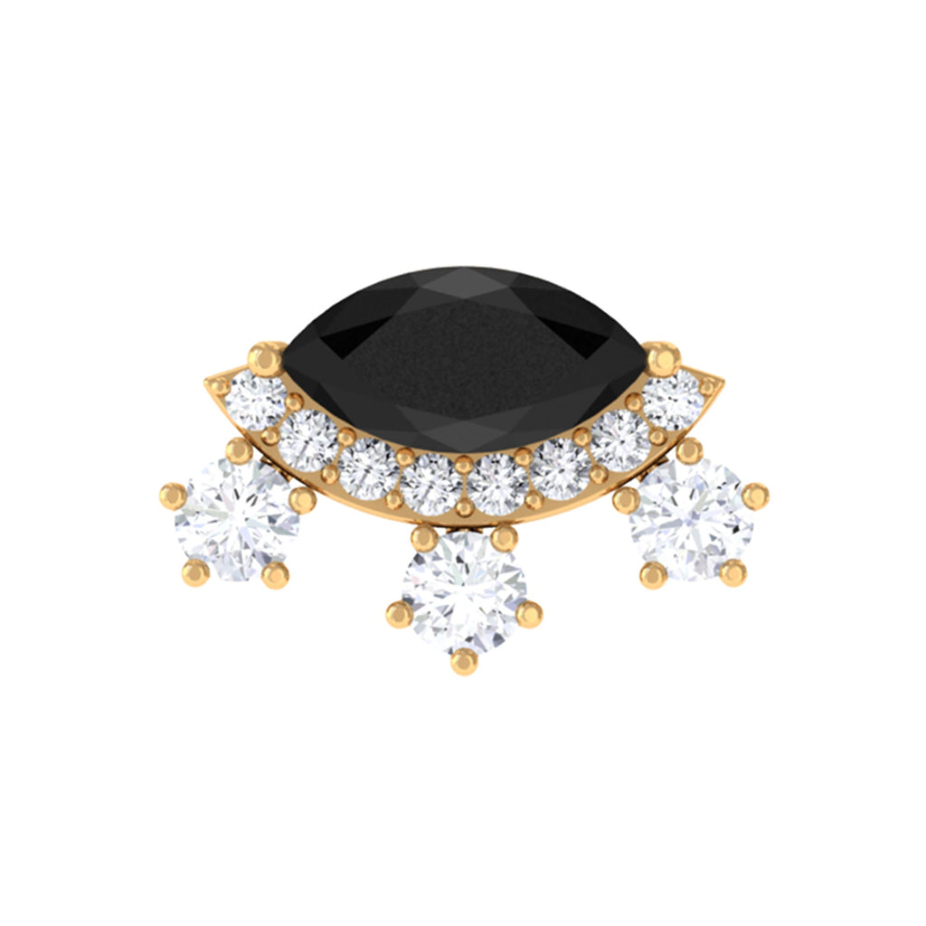 Genuine Black Onyx Gothic Cartilage Earring with Diamond