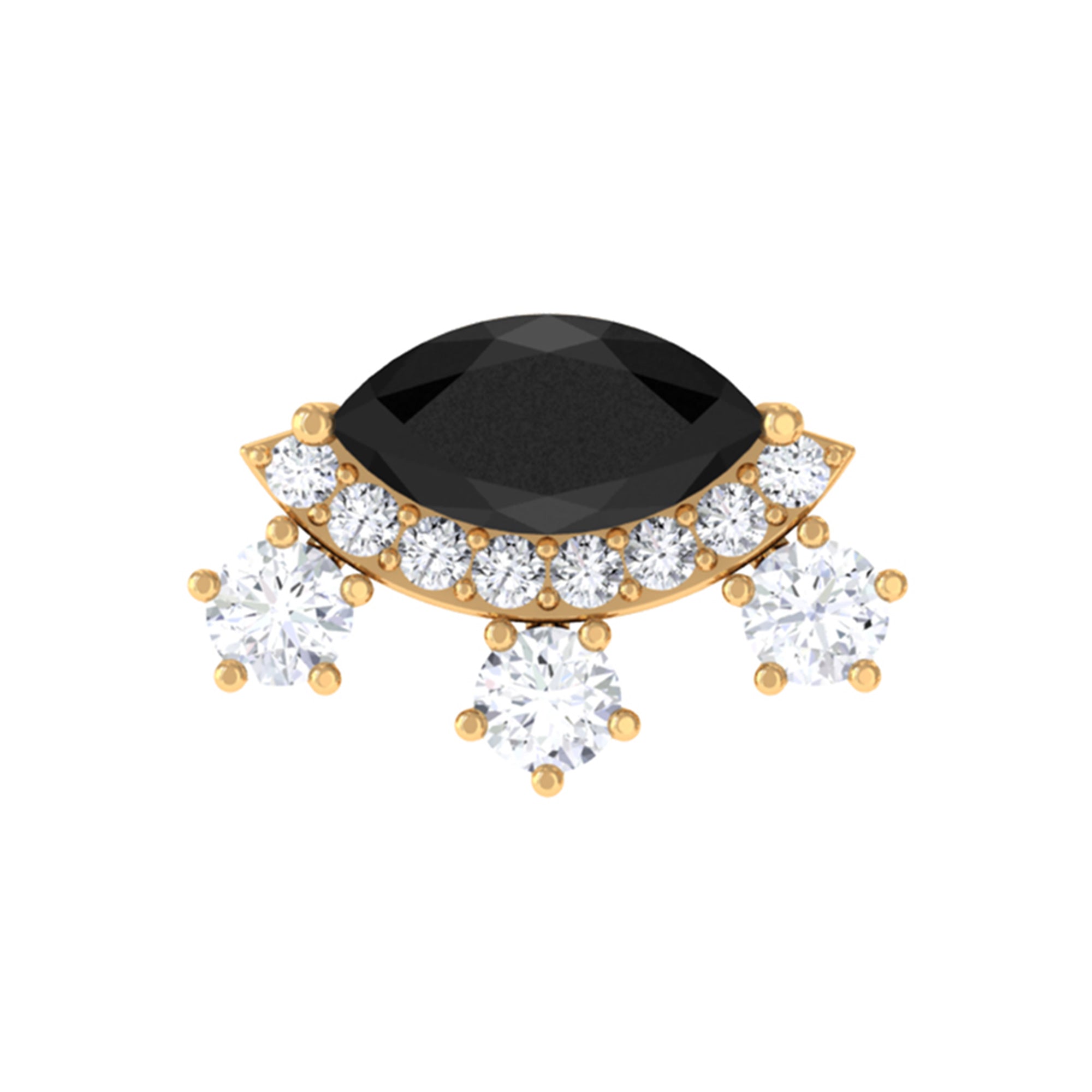 Genuine Black Onyx Gothic Cartilage Earring with Diamond