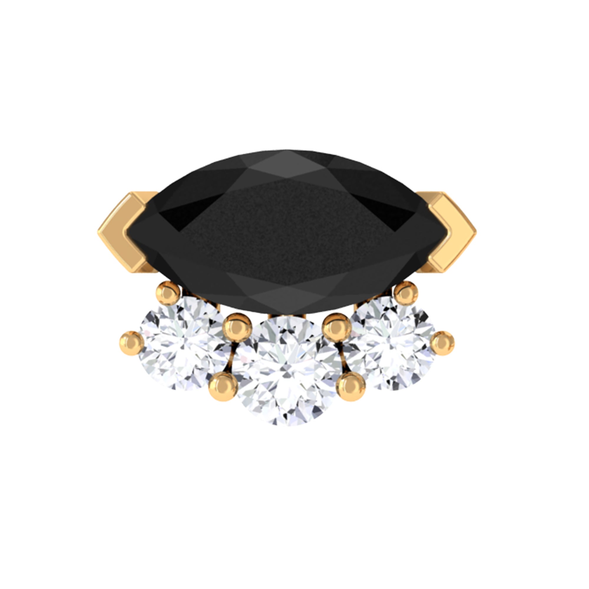 Marquise Black Onyx Helix Earring with Lab Grown Diamonds