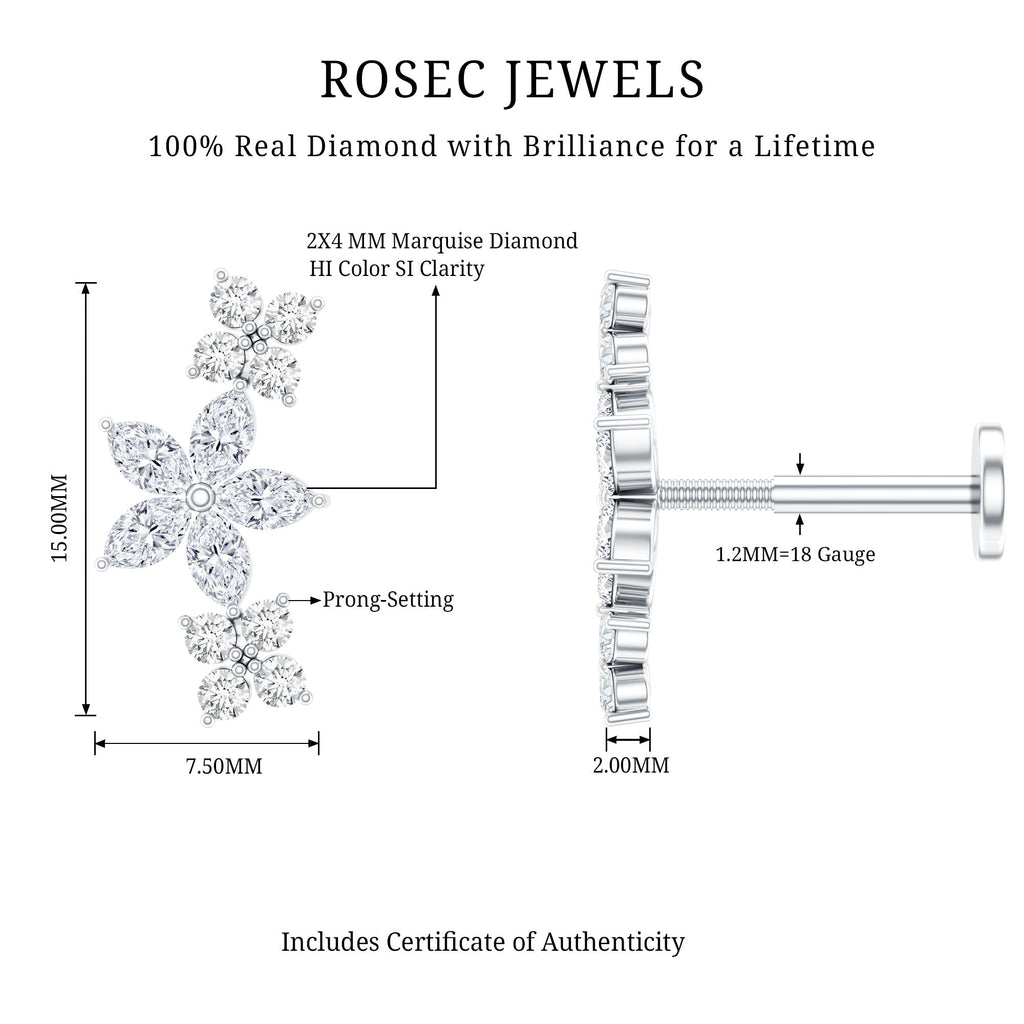 Cartilage Flower Crawler Earring with Diamond