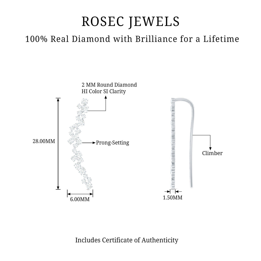 Diamond Cluster Climber Earring for Helix Piercing