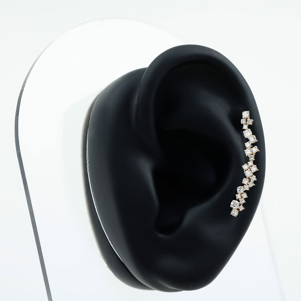 Diamond Cluster Climber Earring for Helix Piercing
