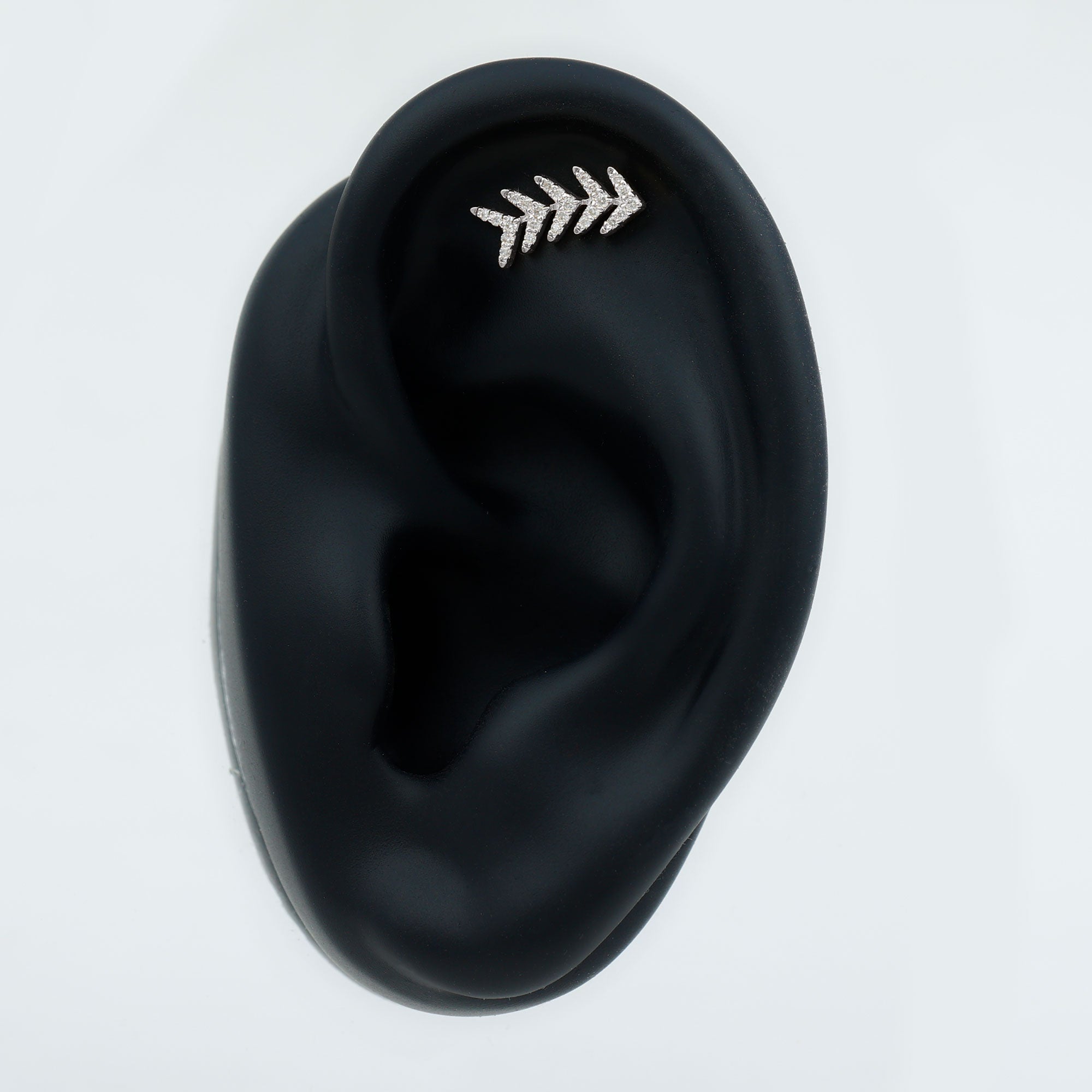 Minimalist Diamond Leaf Crawler Earring for Helix Piercing