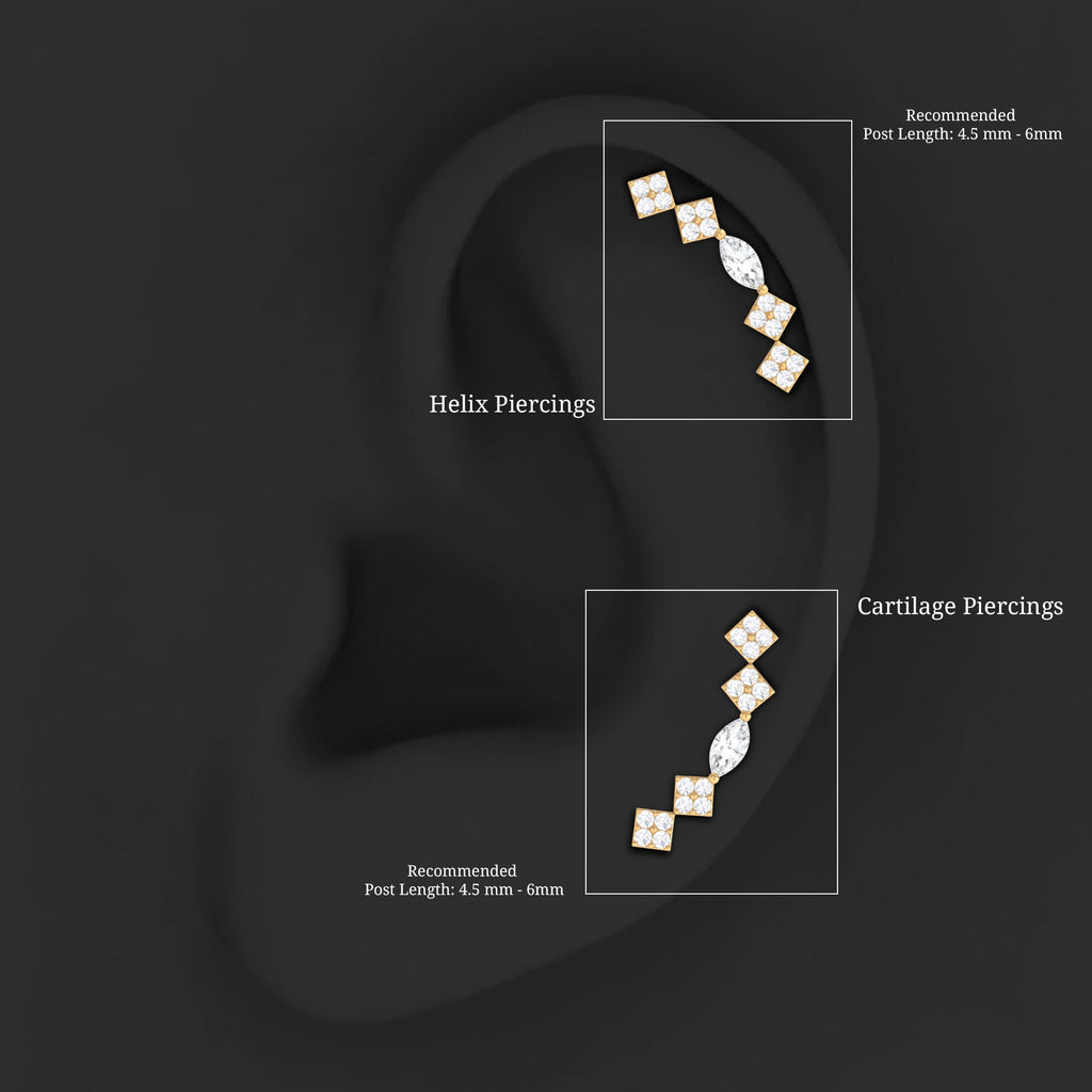 Elegant Diamond Ear Crawler Earring for Helix Piercing