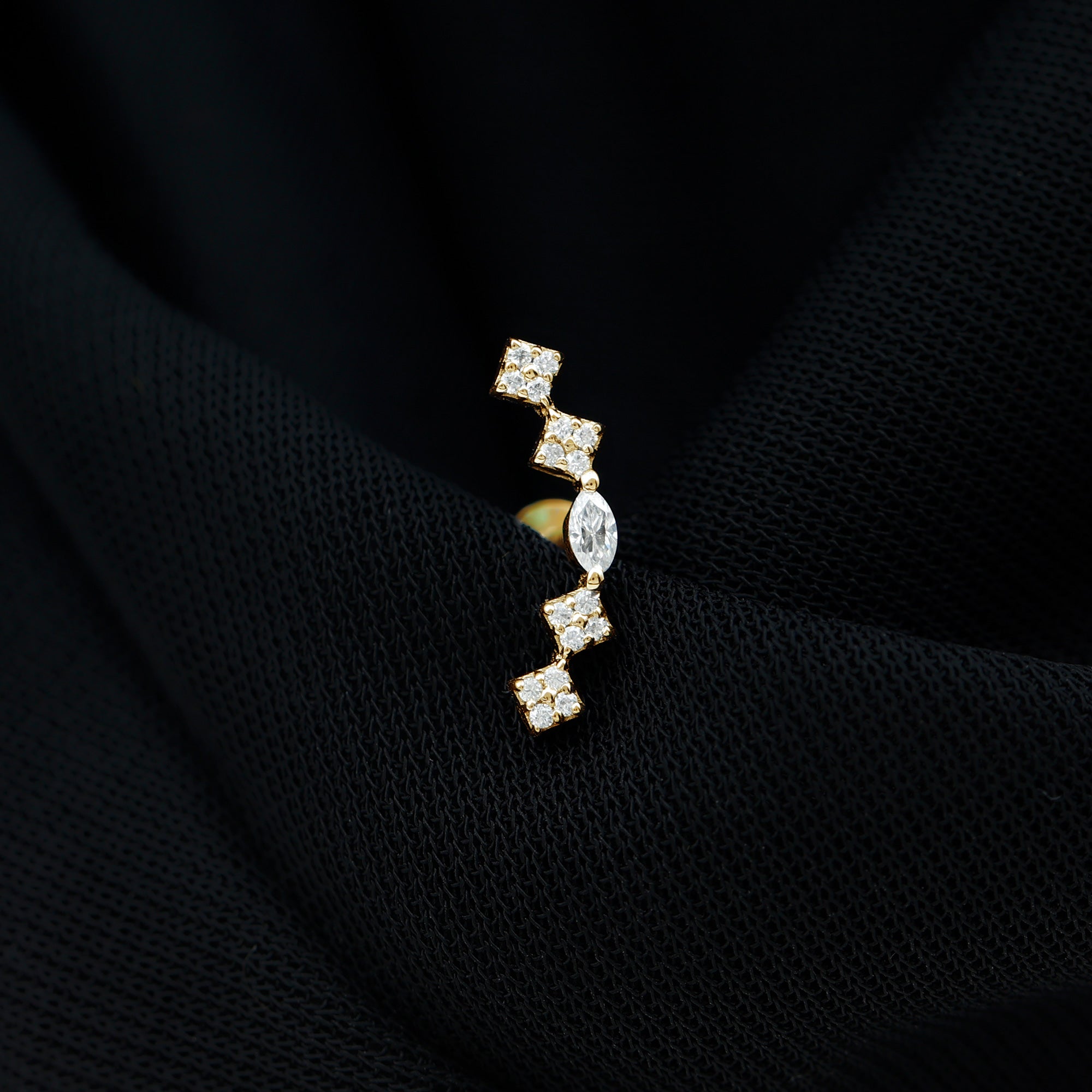 Elegant Diamond Ear Crawler Earring for Helix Piercing