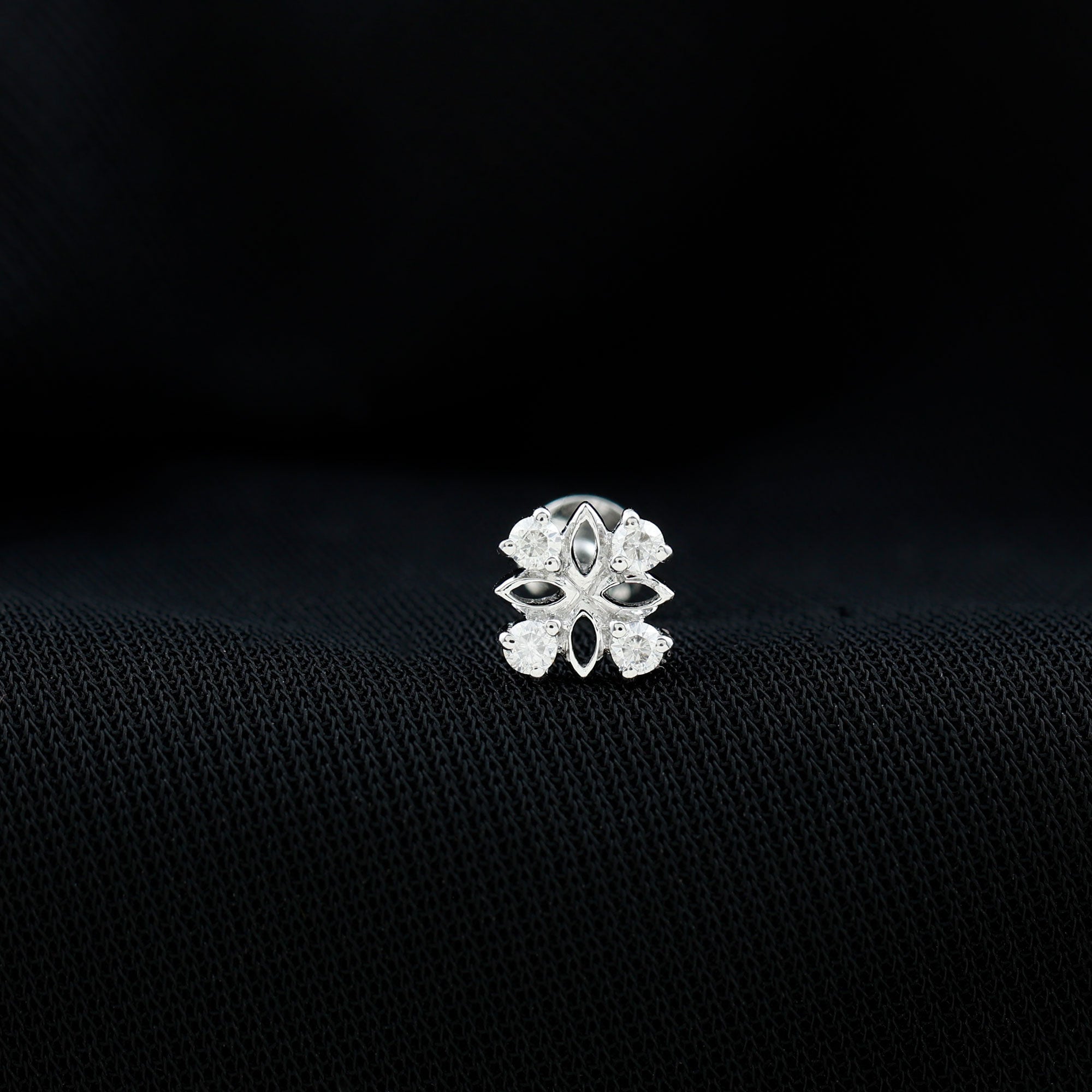 Nature Inspired Certified Diamond Flower Earring for Helix Piercing