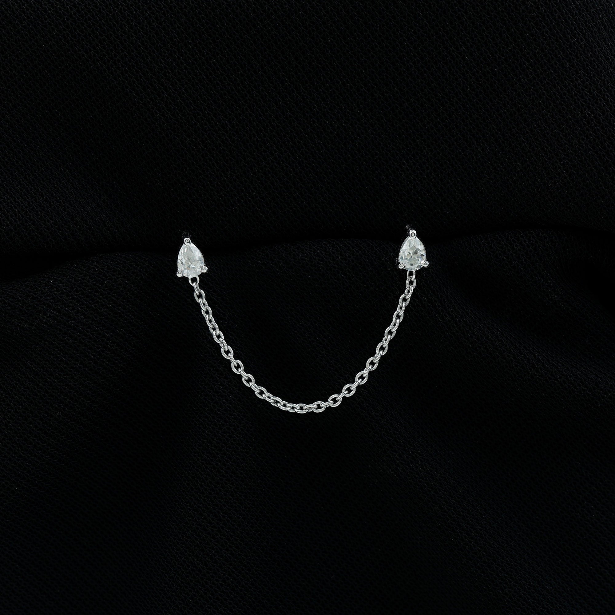 Pear Shape Diamond Chain Double Piercing Earring
