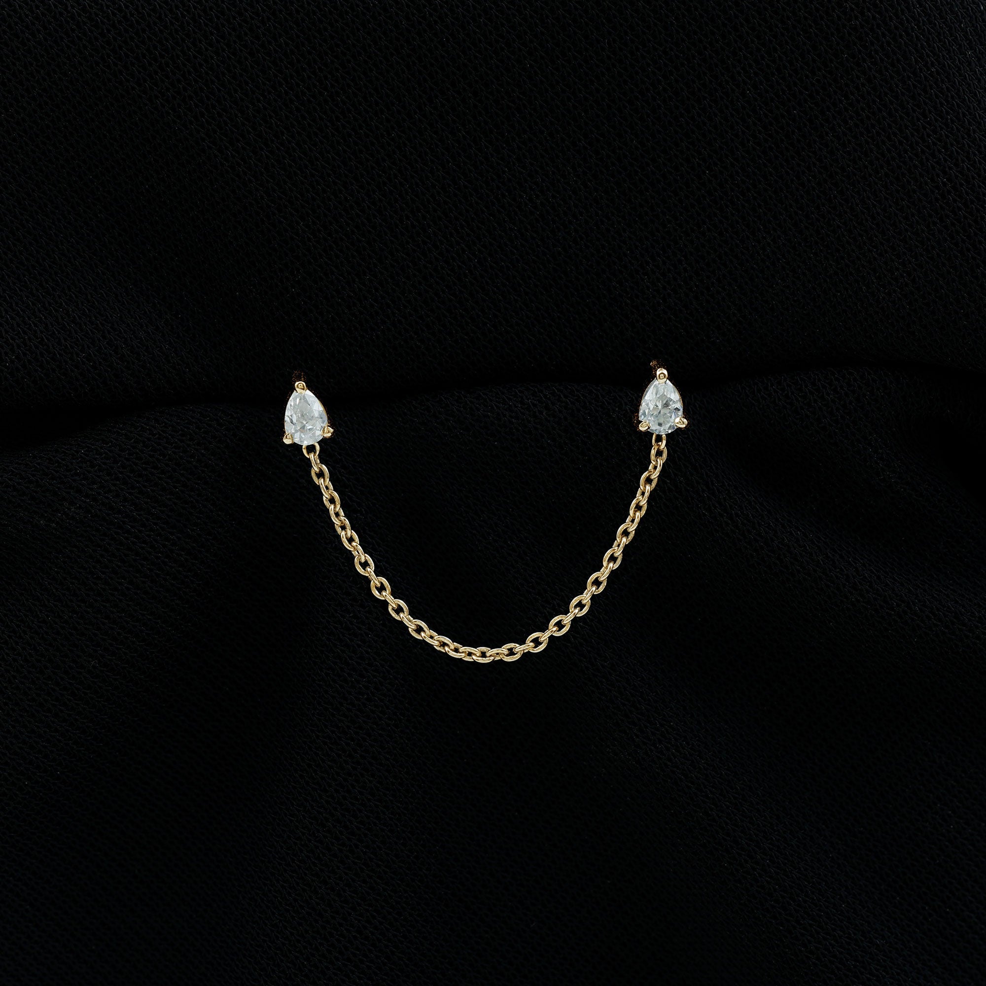 Pear Shape Diamond Chain Double Piercing Earring