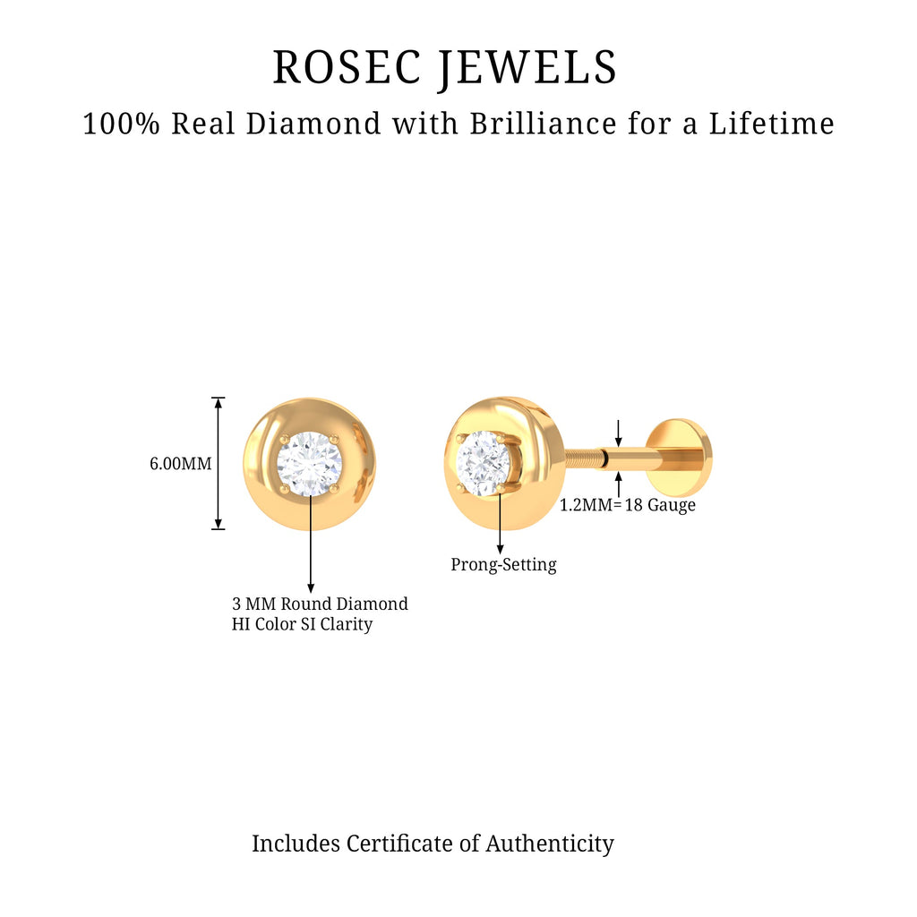 Classic Diamond Solitaire Helix Piercing Earring