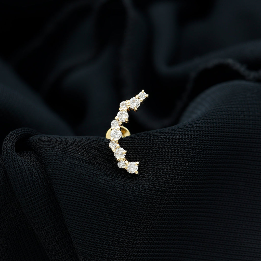 Certified Diamond Curved Crawler Earring for Women