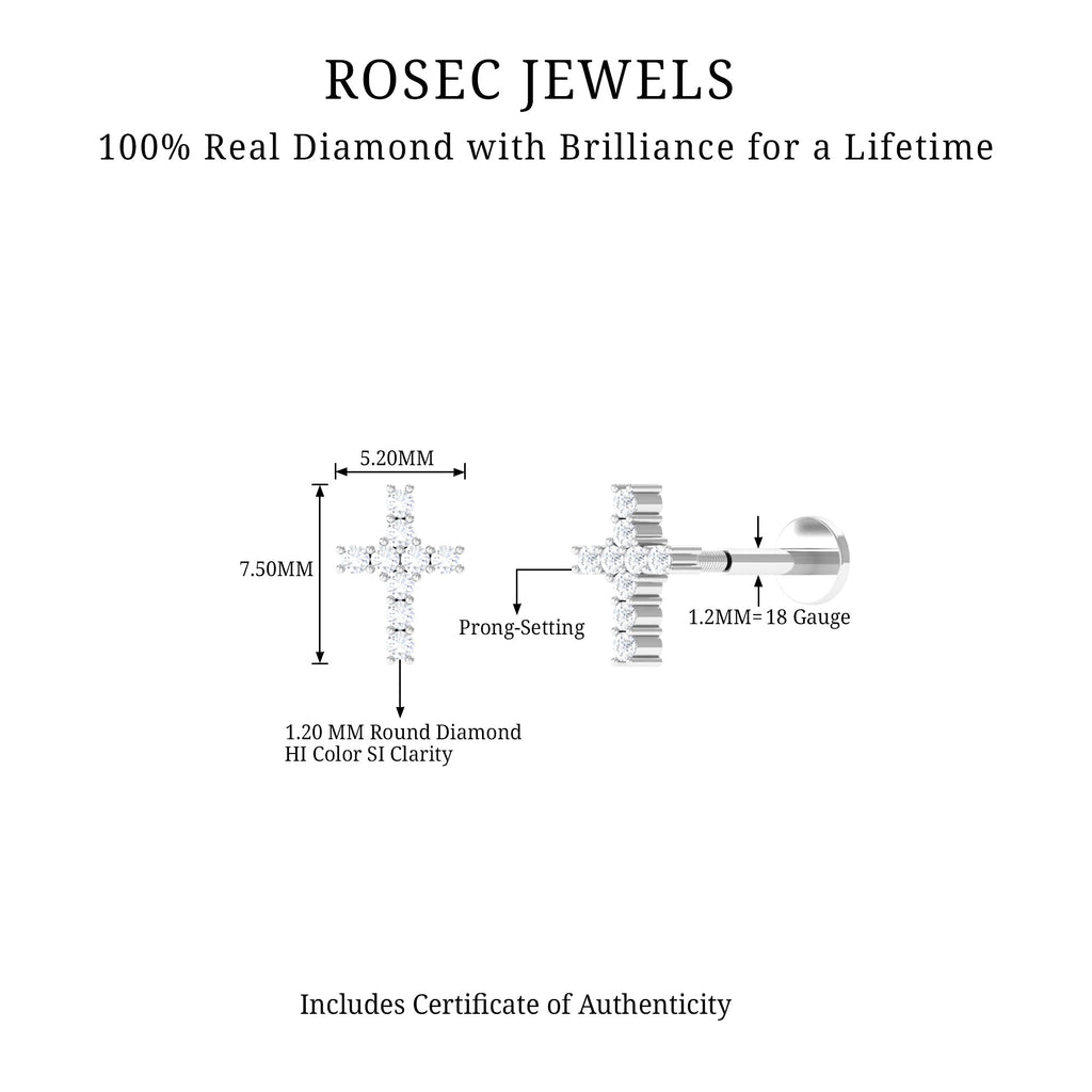 Minimalist Diamond Cross Cartilage Earring