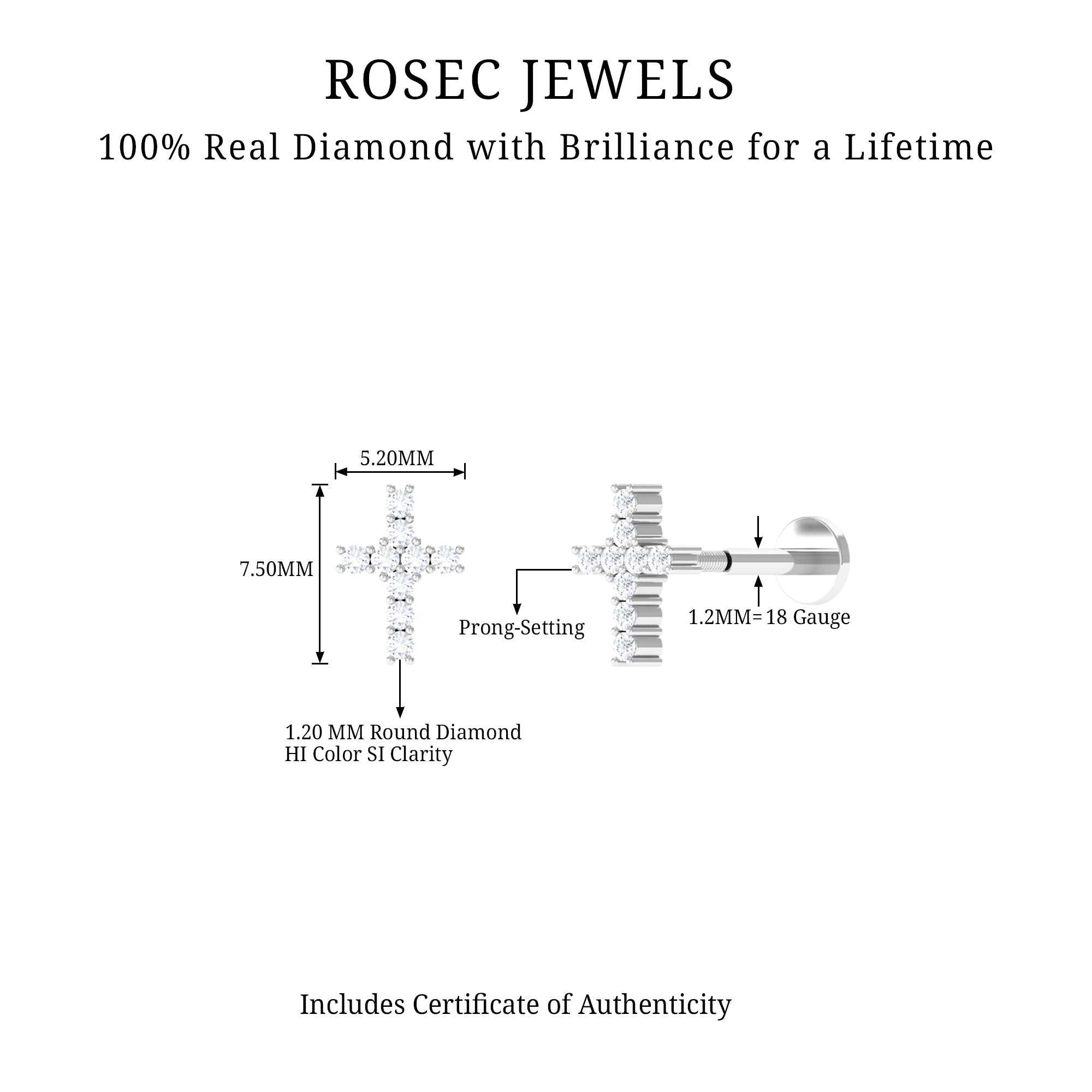 Minimalist Diamond Cross Cartilage Earring