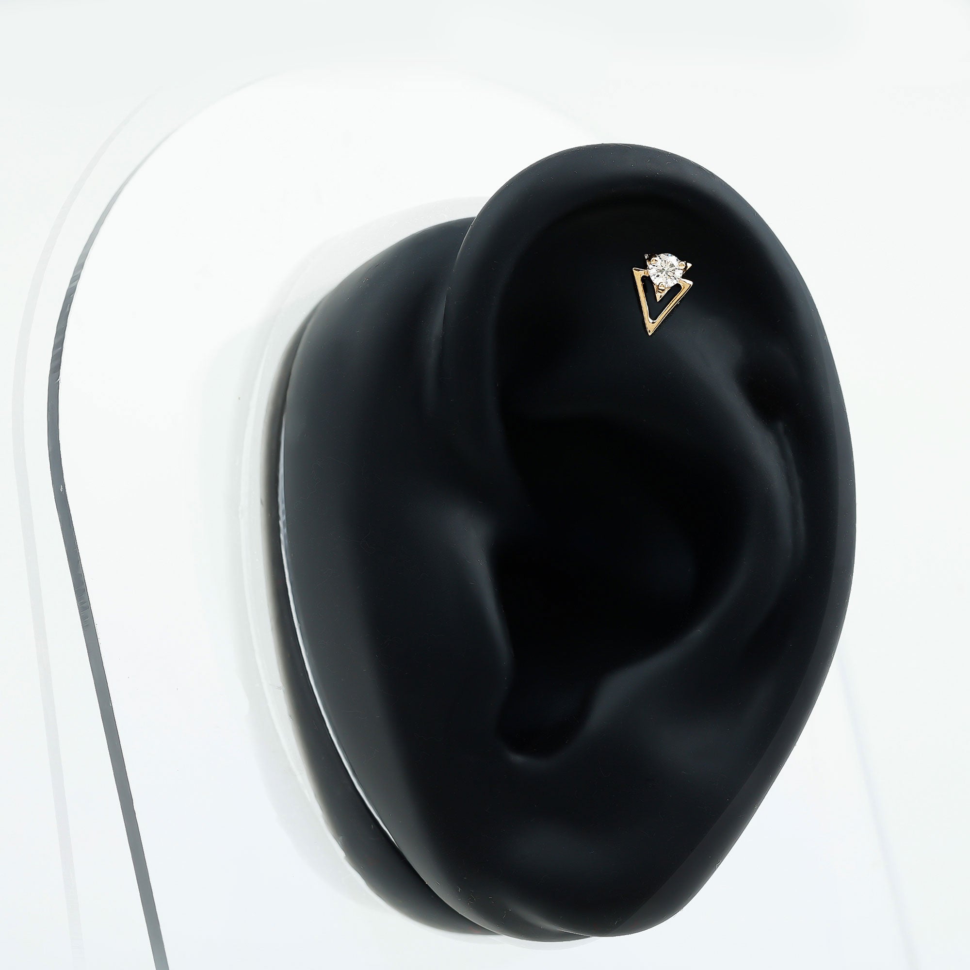 Simple Diamond Solitaire Triangle Cartilage Earring