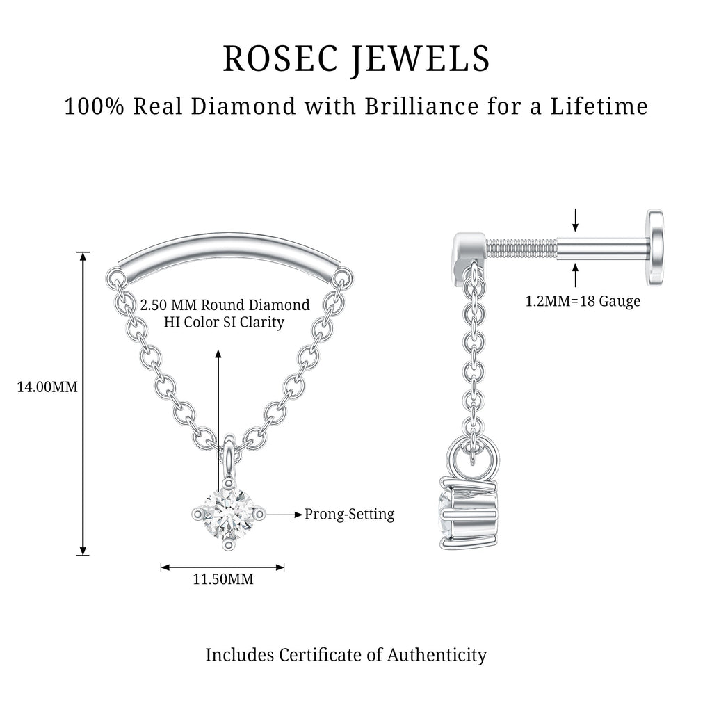 Single Diamond Hidden Helix Earring with Chain