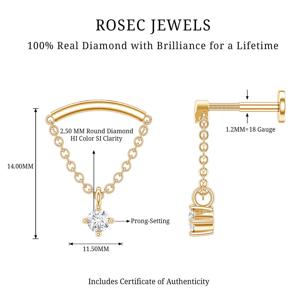 Single Diamond Hidden Helix Earring with Chain