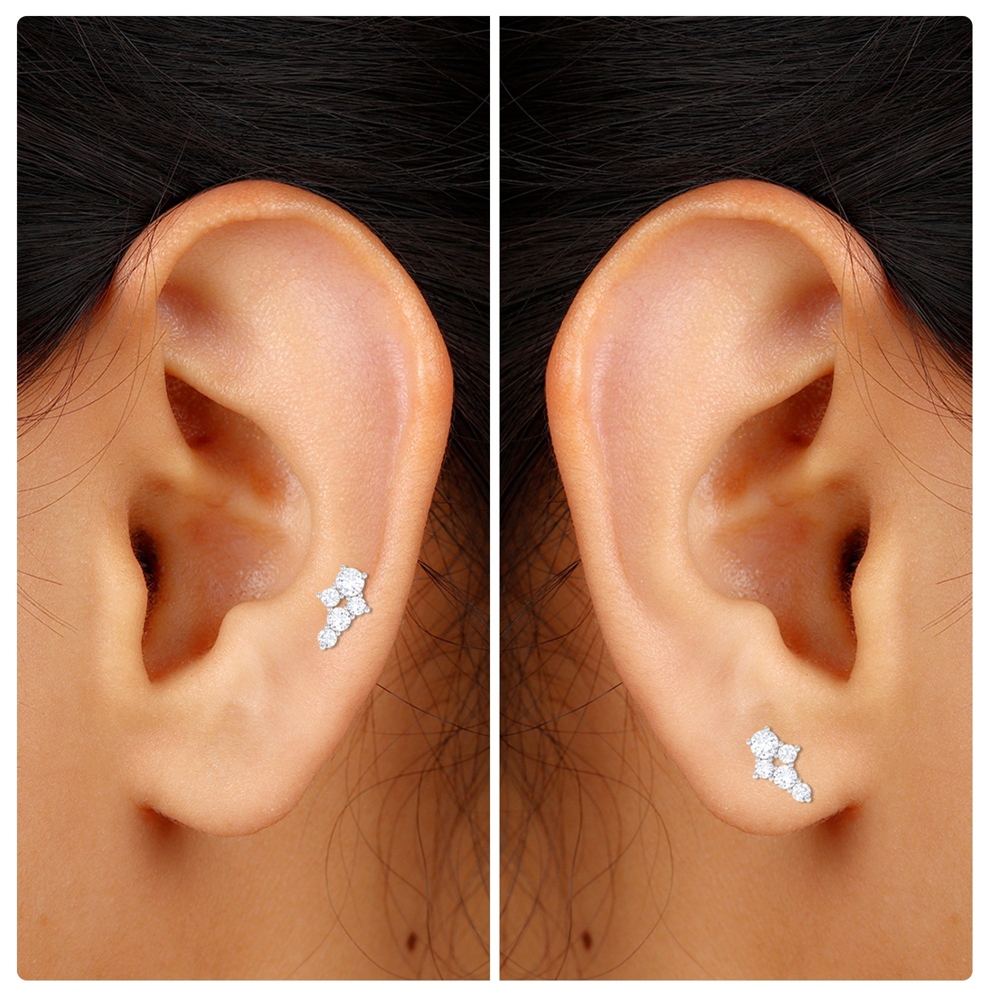 Certified Diamond Cluster Cartilage Piercing Earring