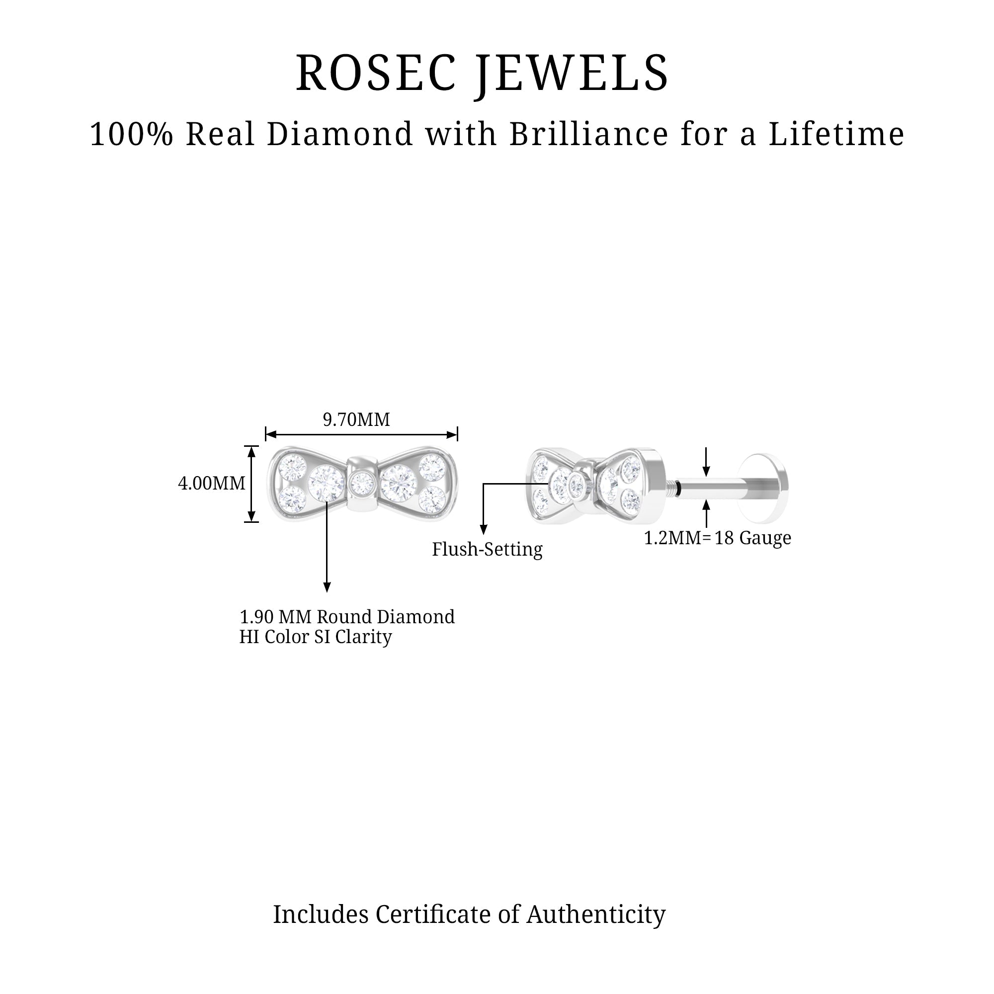 Diamonds Bow Cartilage Piercing Earring