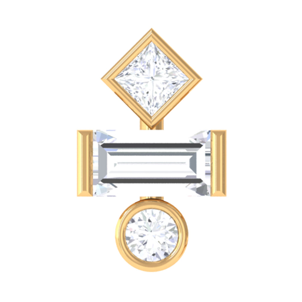 Three Multi Shape Diamond Helix Piercing Earring
