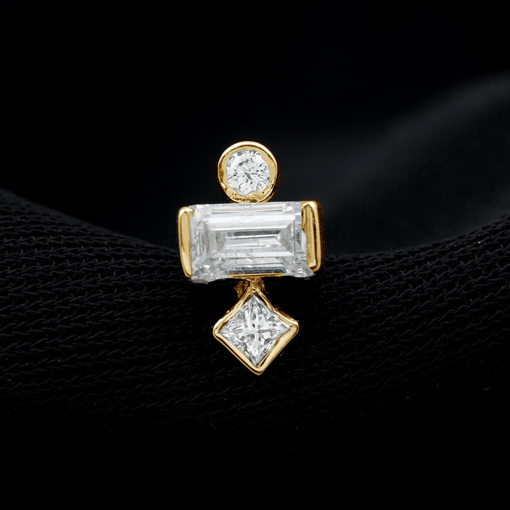 Three Multi Shape Diamond Helix Piercing Earring