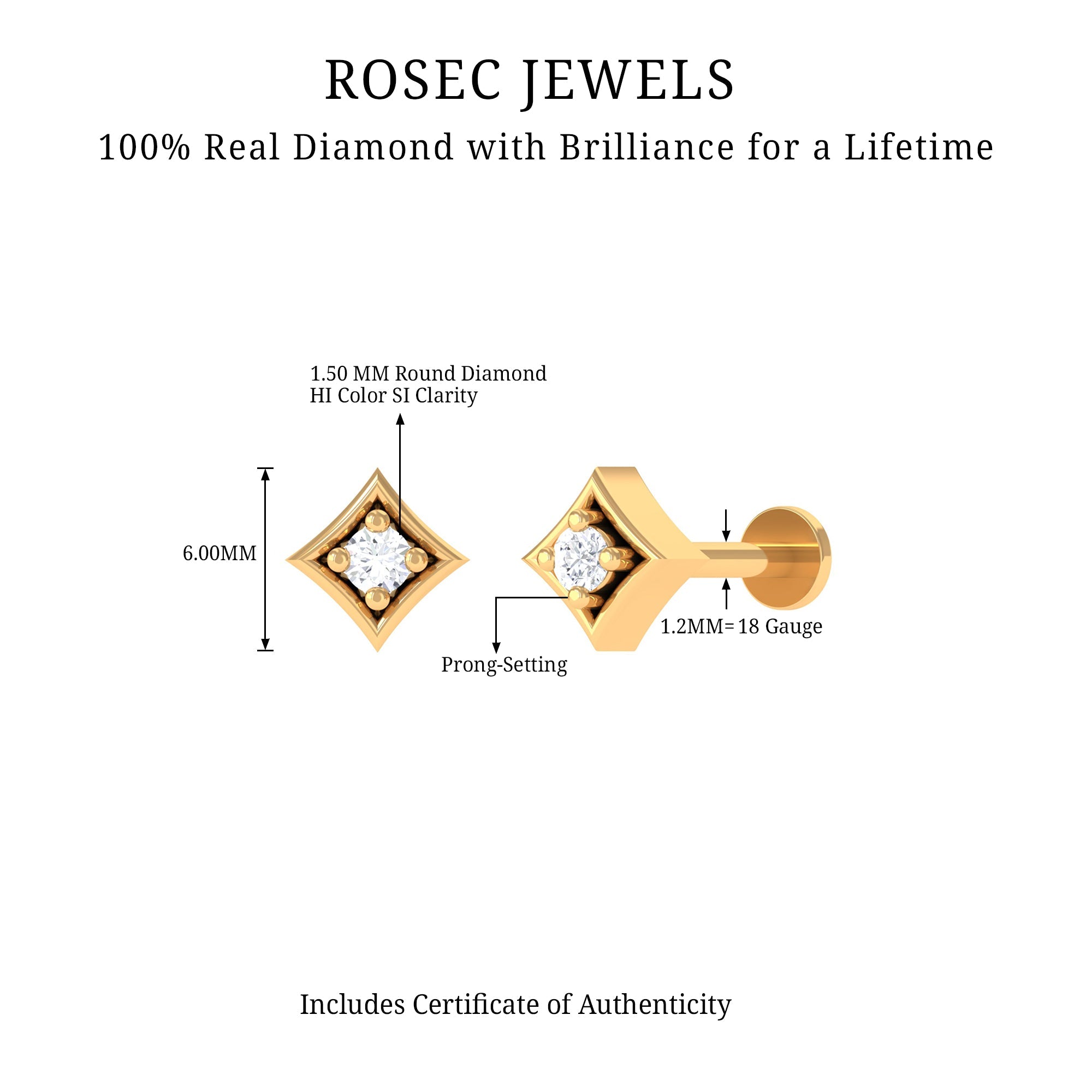 Classic Diamond Solitaire Nose Pin for Women
