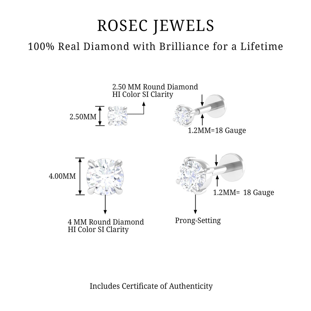 Brilliant Cut Diamond Solitaire Earring Set for Helix Piercing