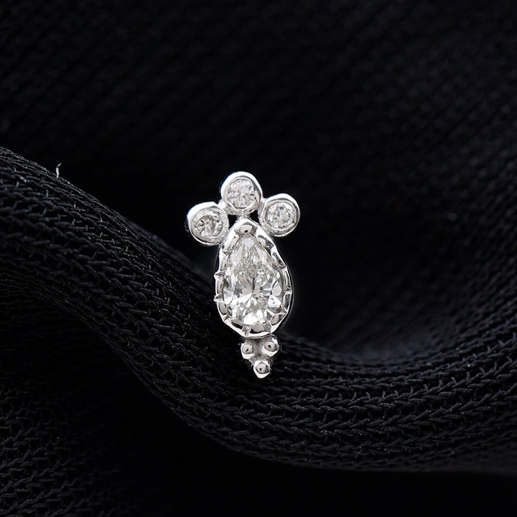 Minimal Diamond Tragus Earring in Beaded Bezel Setting