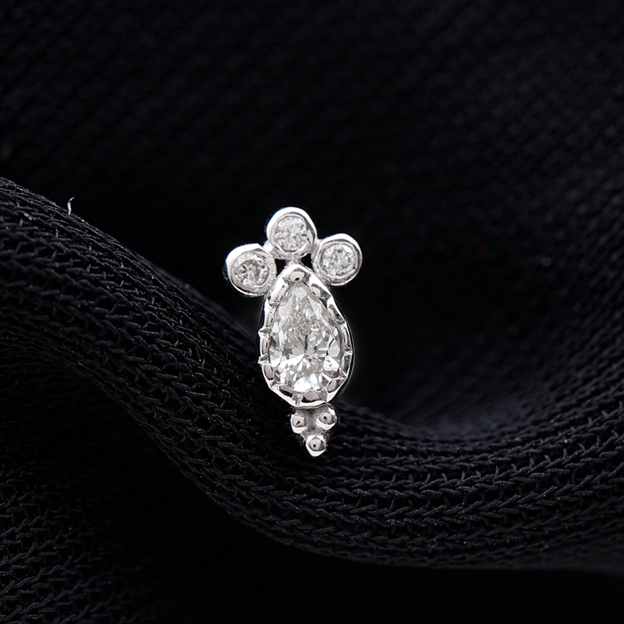 Minimal Diamond Tragus Earring in Beaded Bezel Setting