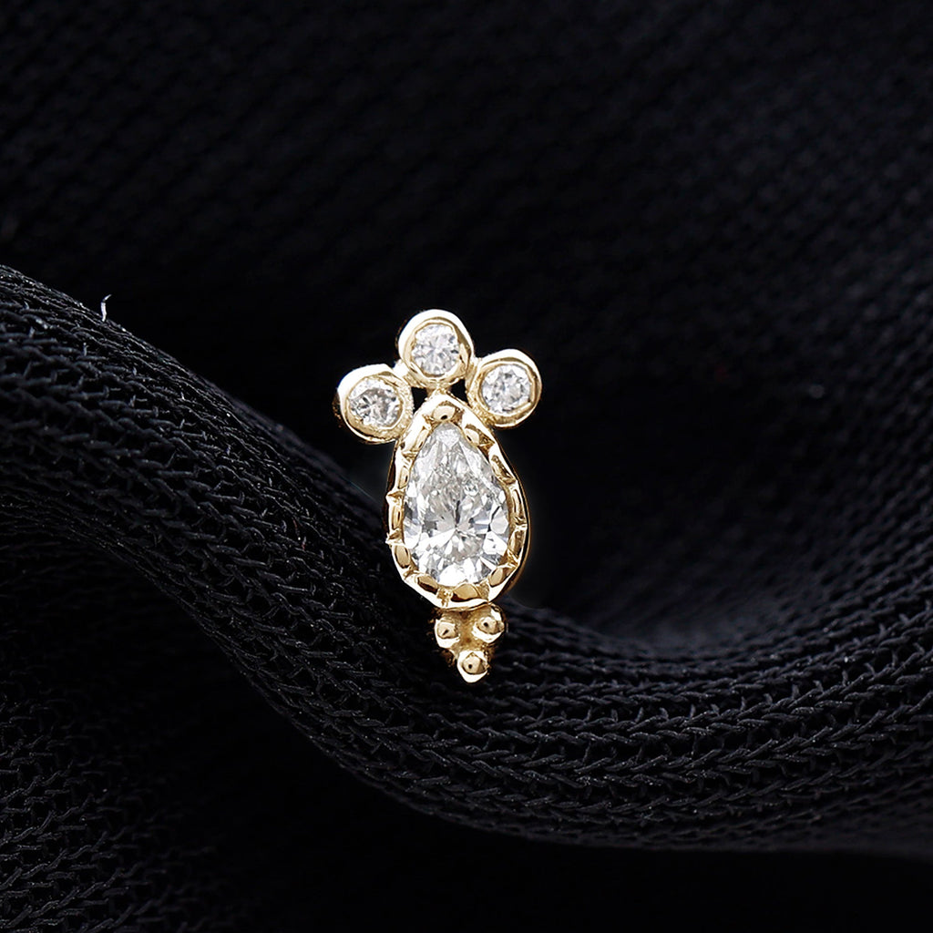 Minimal Diamond Tragus Earring in Beaded Bezel Setting