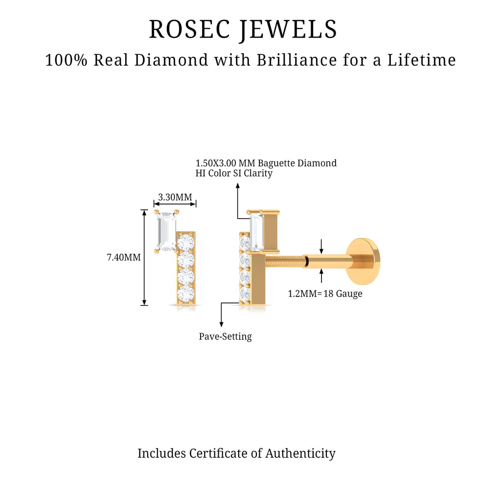 Minimalist Diamond Tragus Piercing Earring