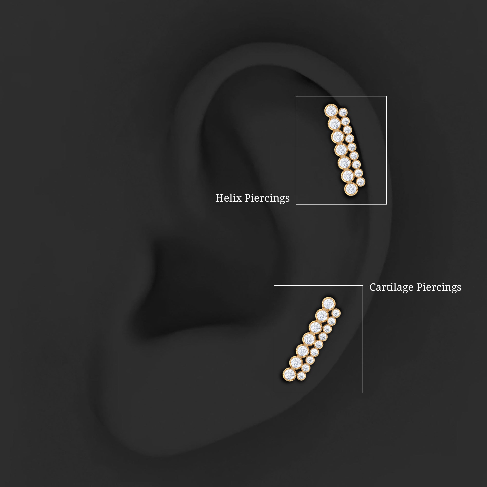 Diamond Ear Climber Cartilage Earring