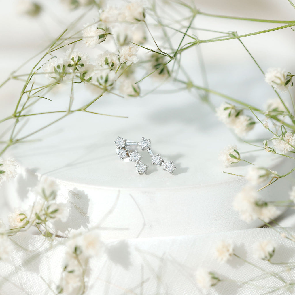 Round Diamond Gemini Zodiac Cartilage Earring