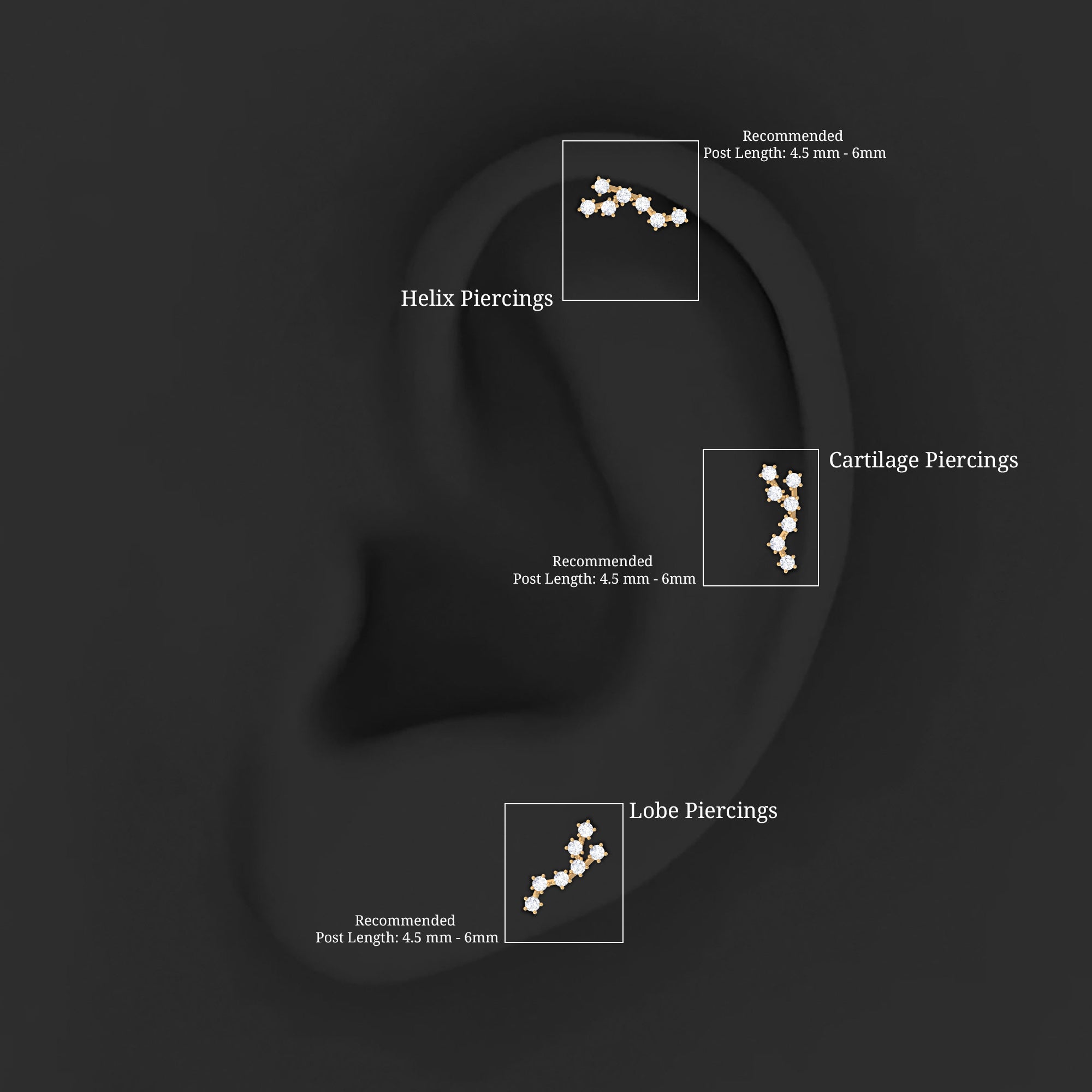 Diamond Virgo Constellation Earring for Cartilage Piercing