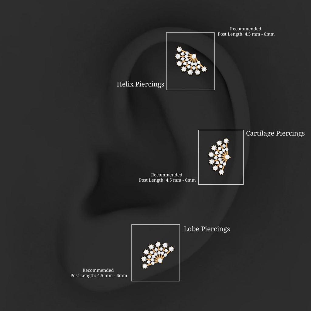 Unique Diamond Fan Cartilage Earring for Women