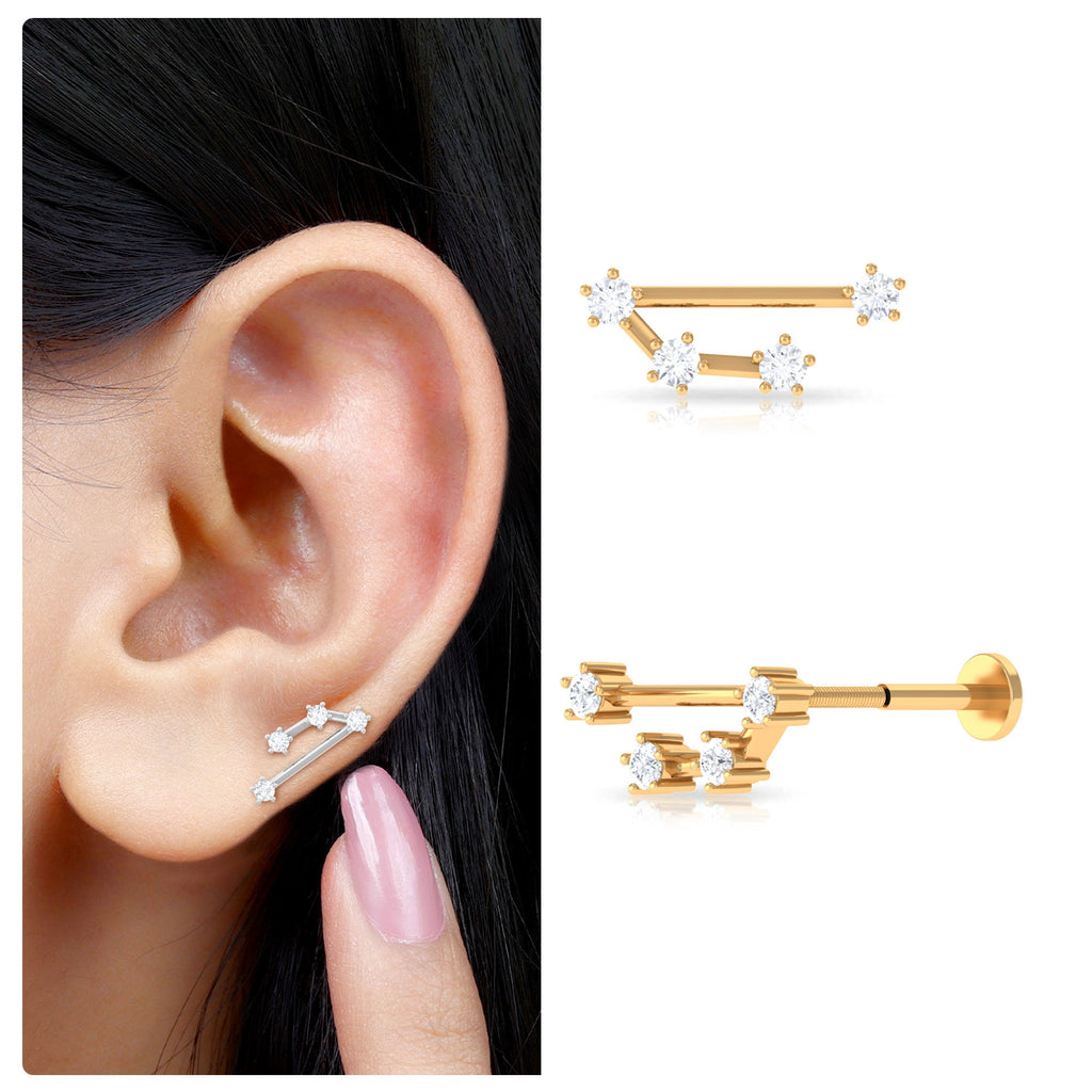 Certified Diamond Aries Zodiac Constellation Earring for Helix Piercing