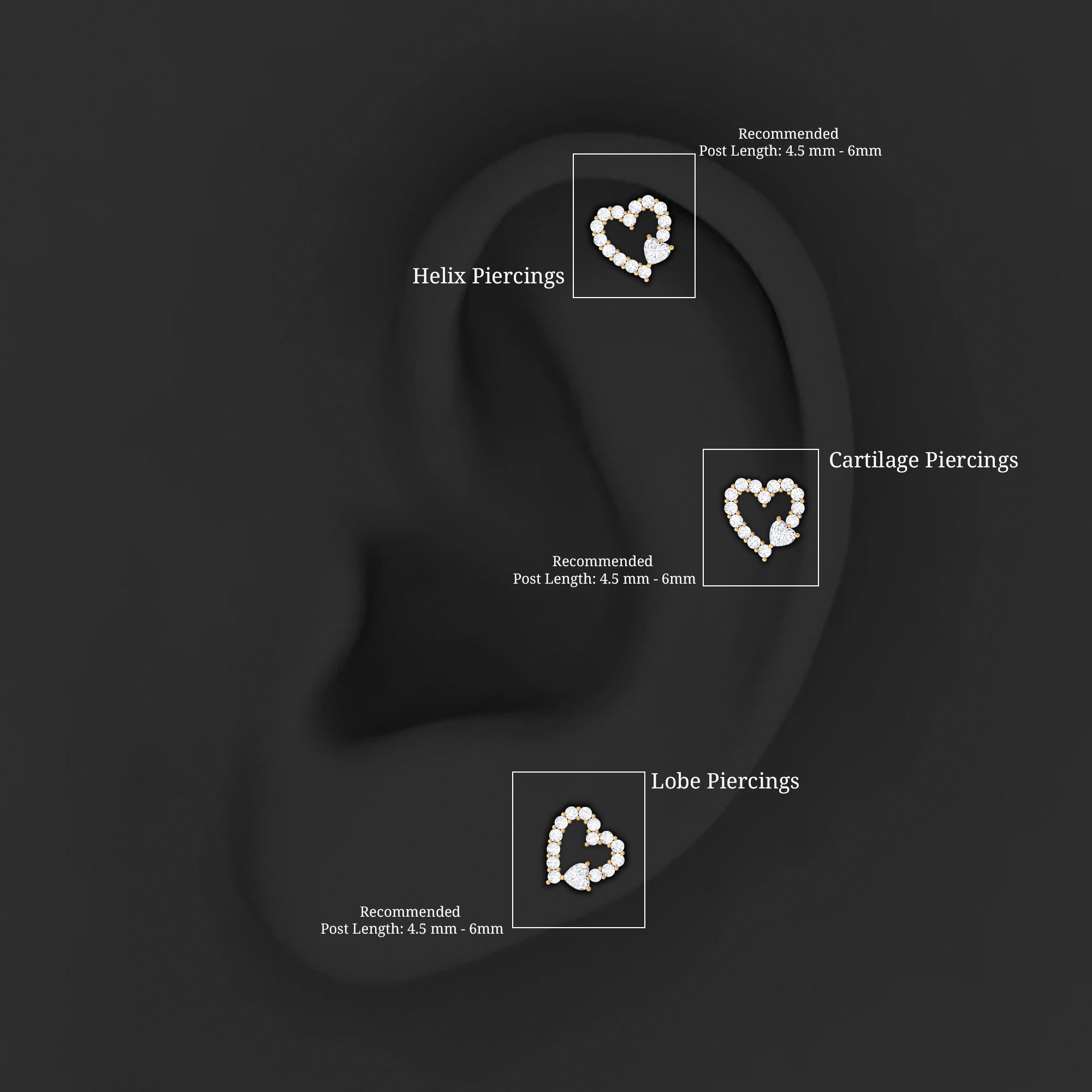 Diamond Heart Shape Cartilage Earring
