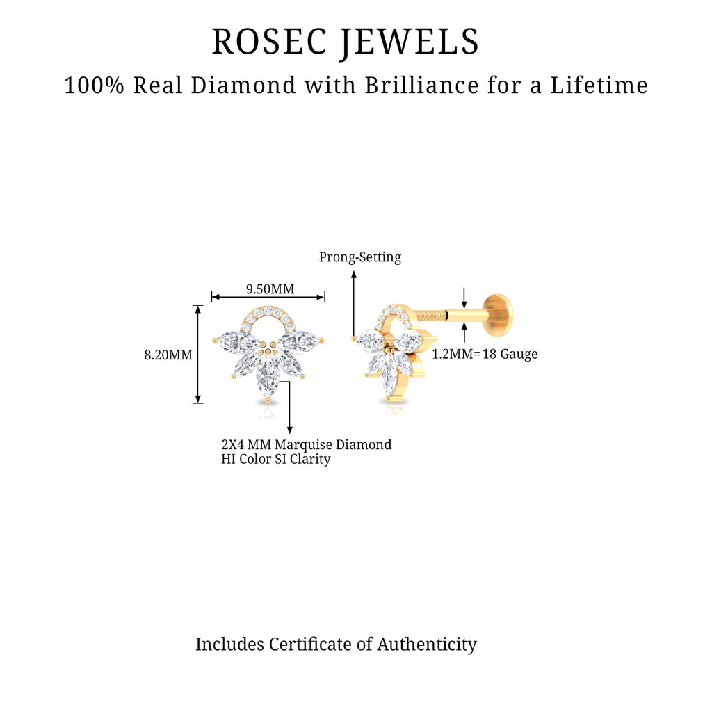 Unique Marquise Diamond Cartilage Piercing Earring