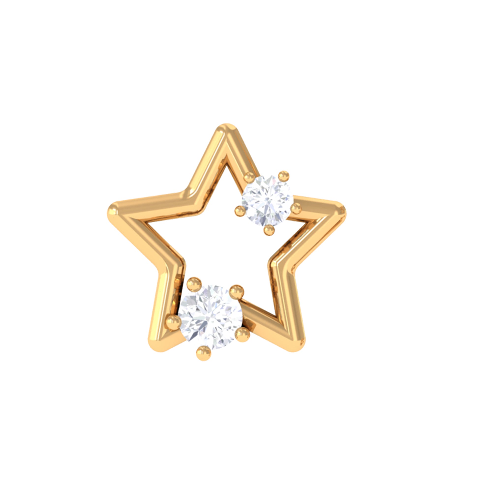 Certified Moissanite Star Shaped Earring for Upper Lobe Piercing