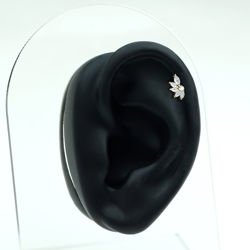 Marquise and Round Cut Moissanite Earring for Cartilage Piercing